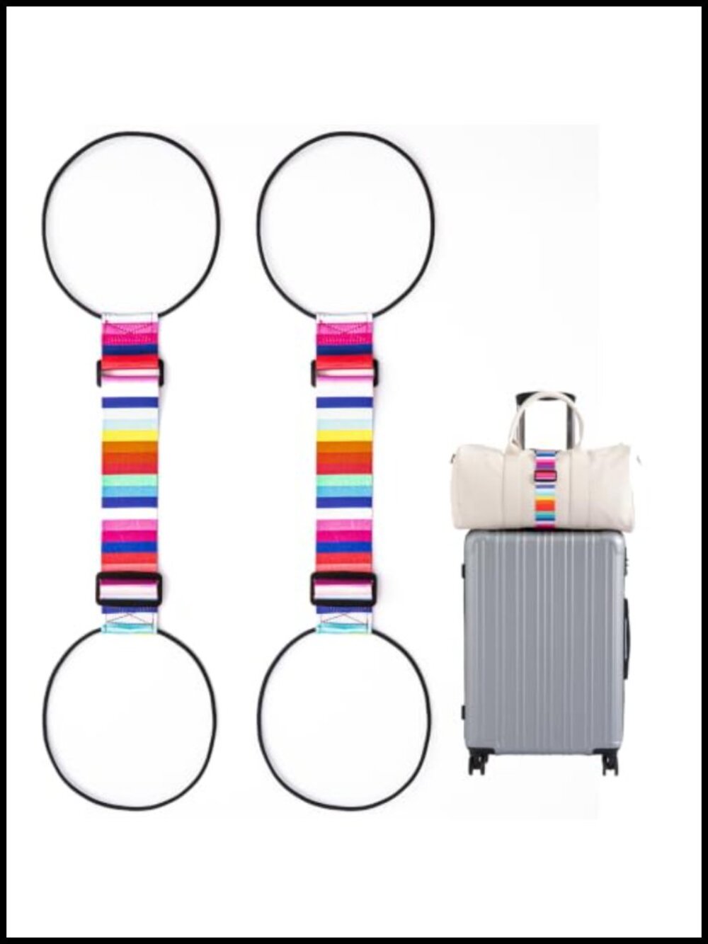 2-Pack Luggage Connector Straps for Suitcases, Adjustable Travel Bag Strap,